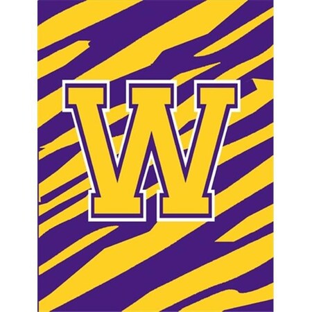 Carolines Treasures Carolines Treasures CJ1022-W-CHF 28 x 40 in. Tiger Stripe Purple Gold Letter W Monogram Initial Flag House Size CJ1022-W-CHF